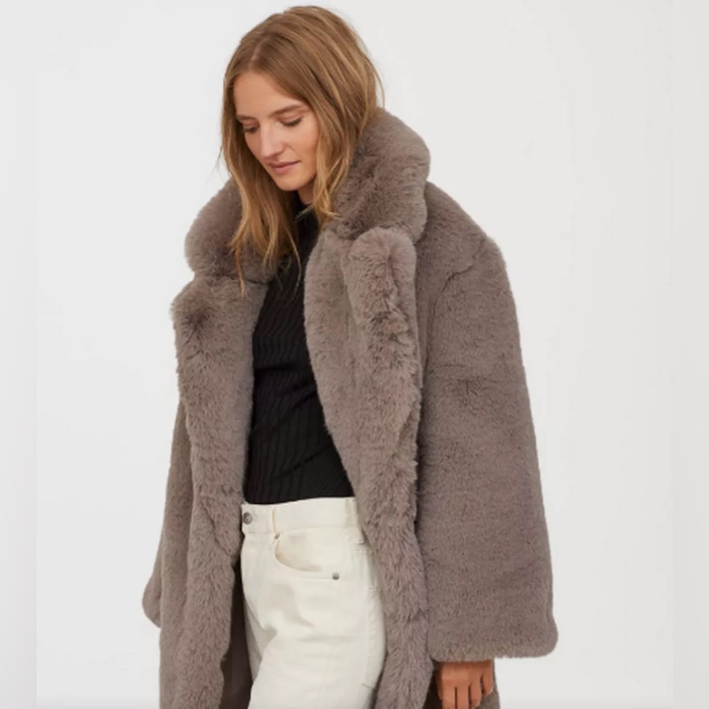 H&M Gorgeous Gray Faux Fur Coat